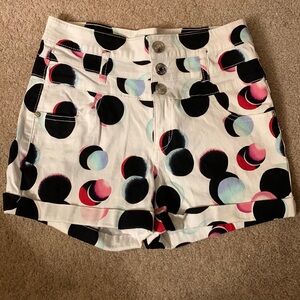 Celebrity Pink Jeans High Waisted White Jean Shorts w/ Polka Dots, Size 7